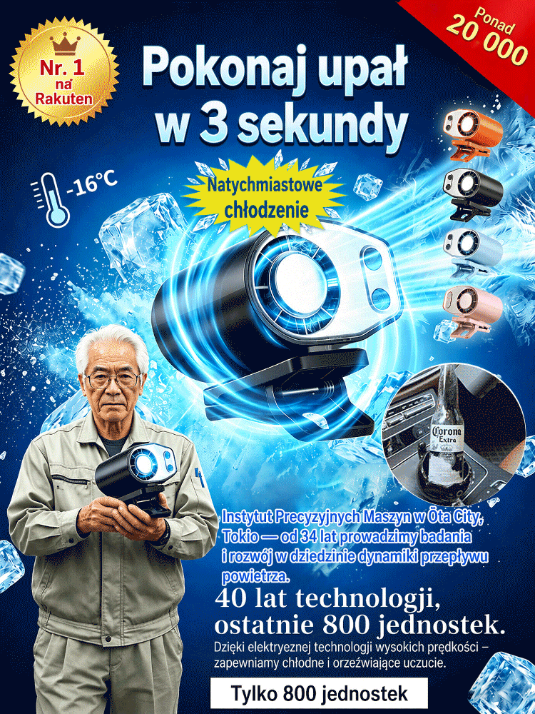 Idealne rozwiązanie do chłodzenia w plenerze: wentylator mocowany do paska, który obniża temperaturę o 16°C w 3 sekundy