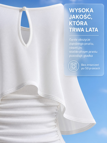 Elegancki, nieregularny top z szyfonu z peleryną