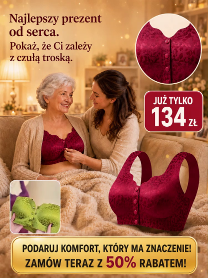 [Opadanie i rozchodzenie się na zewnątrz] Cienki, wygodny biustonosz typu zero-gravity z zapięciem z przodu; oddychający i odprowadzający pot, zapobiegający podrażnieniom skóry