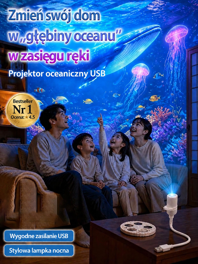 Projektor Ocean and Galaxy Starry Sky Ultra-High Definition natychmiast przemieni Twój pokój i samochód w wymarzone akwarium