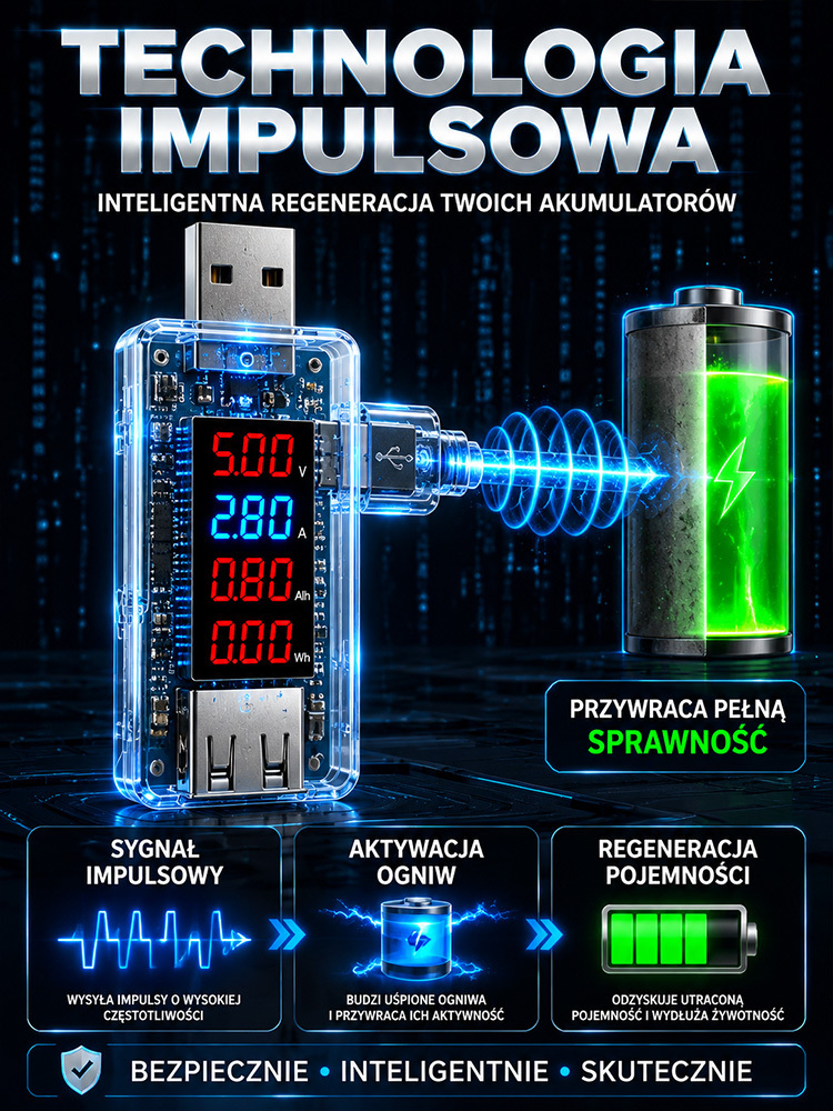 Inteligentny Aktywator Baterii USB z Technologią Impulsową – Wyświetlacz LED, Oficjalna Wyprzedaż Magazynowa 50% OFF