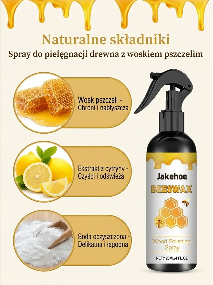 Niezbędnik w każdym domu: Spray z woskiem pszczelim czyści i chroni 🐝🛡️Bezpieczna formuła: Naturalny wosk bez smug, idealny dla Twojej rodziny 🌿👨‍👩‍👧‍👦