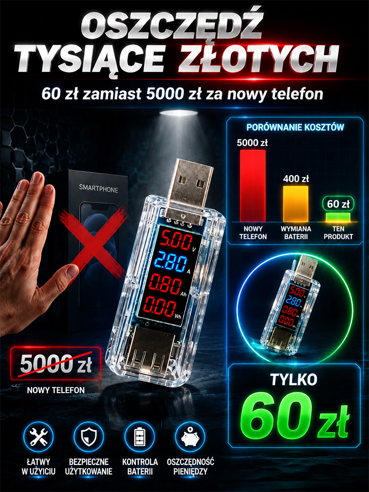 Inteligentny Aktywator Baterii USB z Technologią Impulsową – Wyświetlacz LED, Oficjalna Wyprzedaż Magazynowa 50% OFF