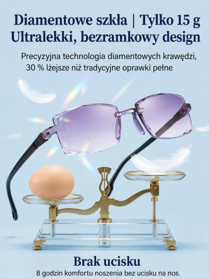 INTELIGENTNE Okulary Auto-Fokus 3w1 z Fotochromem (<30s) + Blokadą Światła Niebieskiego – Bezramkowy Design 15g [Certyfikat ISO/CE] – Wyprzedaż Specjalna!