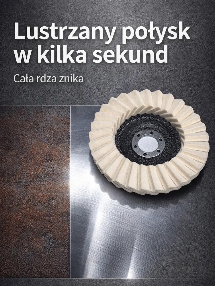 Uzyskaj lustrzany blask w kilka minut! Profesjonalne tarcze polerskie do metalu i szkła ✨🔧Tarcze filcowe 115mm. Pasują do każdej szlifierki, polerują 2x szybciej! 🚀🔨Idealne do aut, mebli i metalu – profesjonalny finisz 🏎️🪑