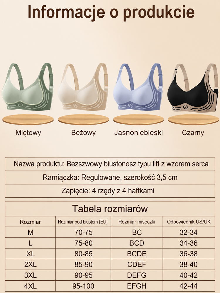 Bezszwowy Biustonosz Antygrawitacyjny (-5kg Efekt) – 100% Naturalny – Zakończenie Serii!