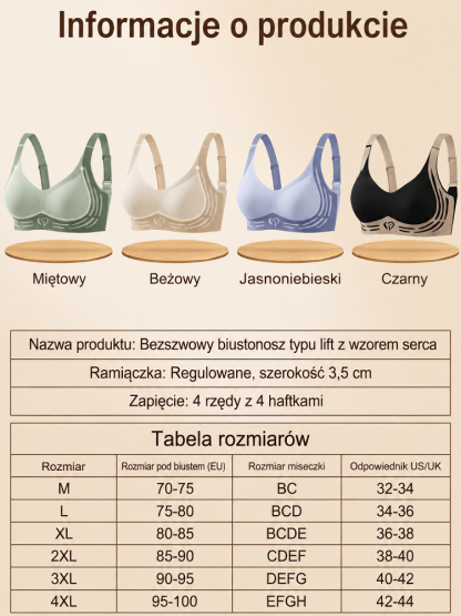 Bezszwowy Biustonosz Antygrawitacyjny (-5kg Efekt) – 100% Naturalny – Zakończenie Serii!