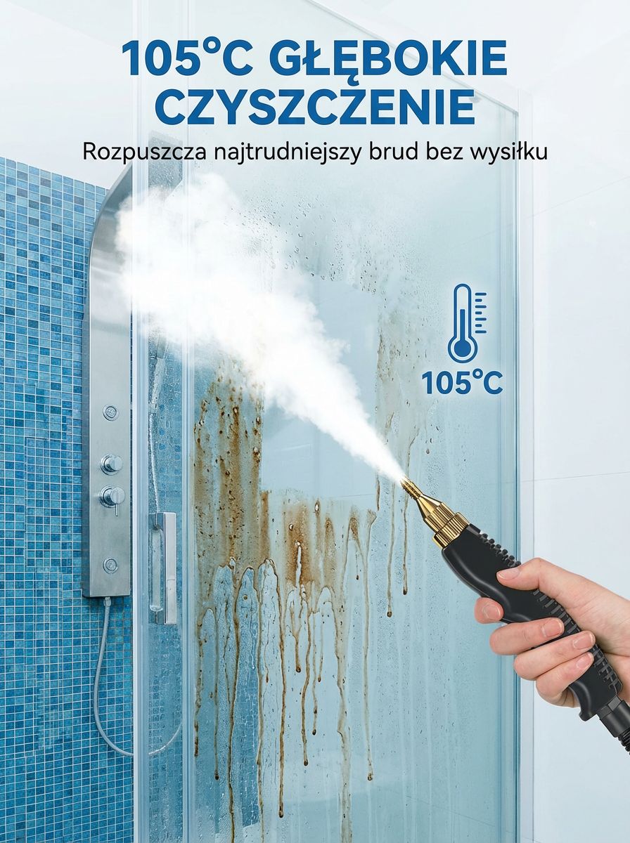 POTĘŻNA MYJKA PAROWA 2500W [105°C] + BŁYSKAWICZNA WYPRZEDAŻ -50% TYLKO DZIŚ!