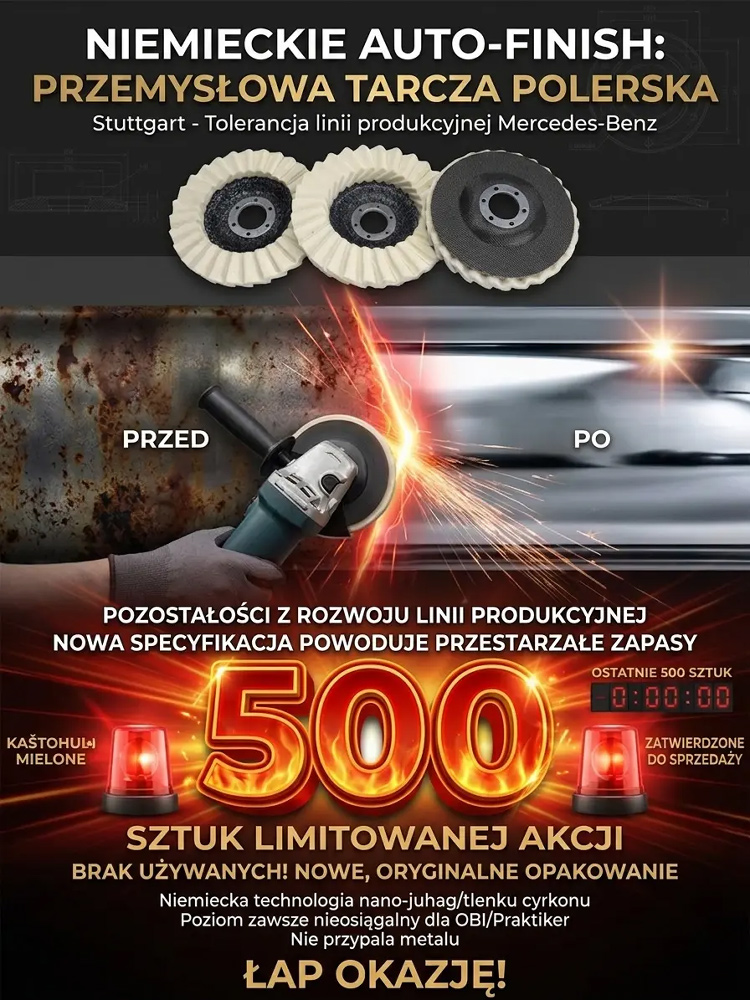 Uzyskaj lustrzany blask w kilka minut! Profesjonalne tarcze polerskie do metalu i szkła ✨🔧Tarcze filcowe 115mm. Pasują do każdej szlifierki, polerują 2x szybciej! 🚀🔨Idealne do aut, mebli i metalu – profesjonalny finisz 🏎️🪑