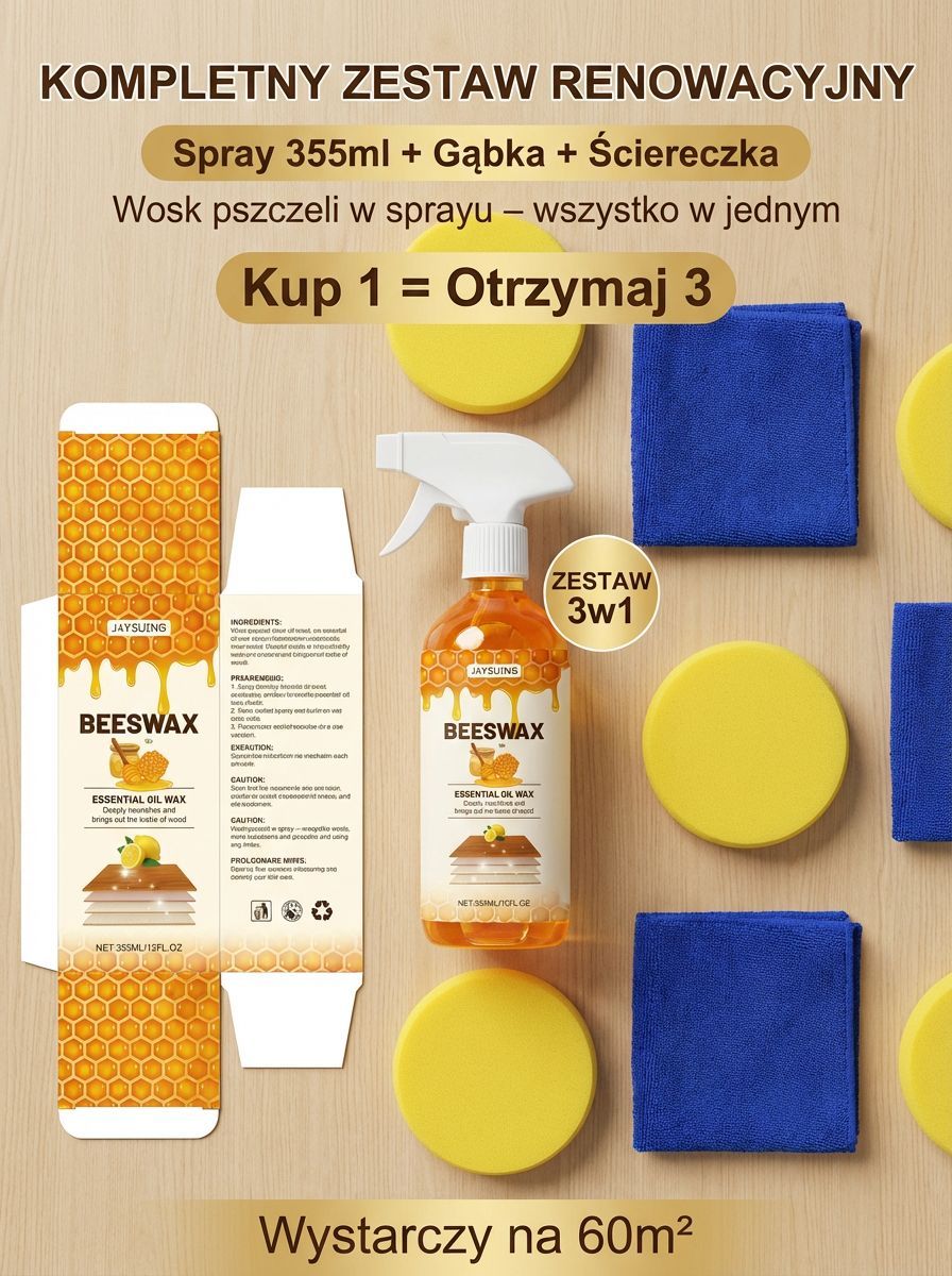 Daj swoim meblom drugie życie! Naturalny wosk pszczeli przywraca blask w kilka sekund ✨🪑Zapomnij o rysach i matowieniu. Jeden spray, luksusowy efekt 🪵💎Więcej niż polerowanie – głębokie odżywienie. Naturalny wosk i cytrynowa świeżość w Twoim domu 🍋🐝