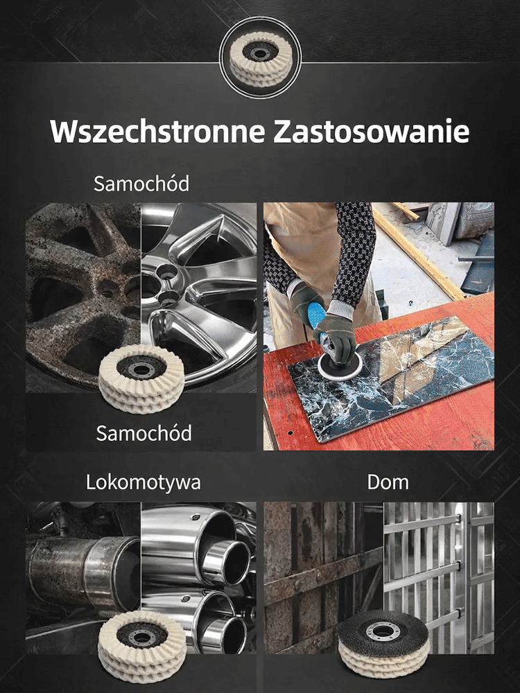 Uzyskaj lustrzany blask w kilka minut! Profesjonalne tarcze polerskie do metalu i szkła ✨🔧Tarcze filcowe 115mm. Pasują do każdej szlifierki, polerują 2x szybciej! 🚀🔨Idealne do aut, mebli i metalu – profesjonalny finisz 🏎️🪑