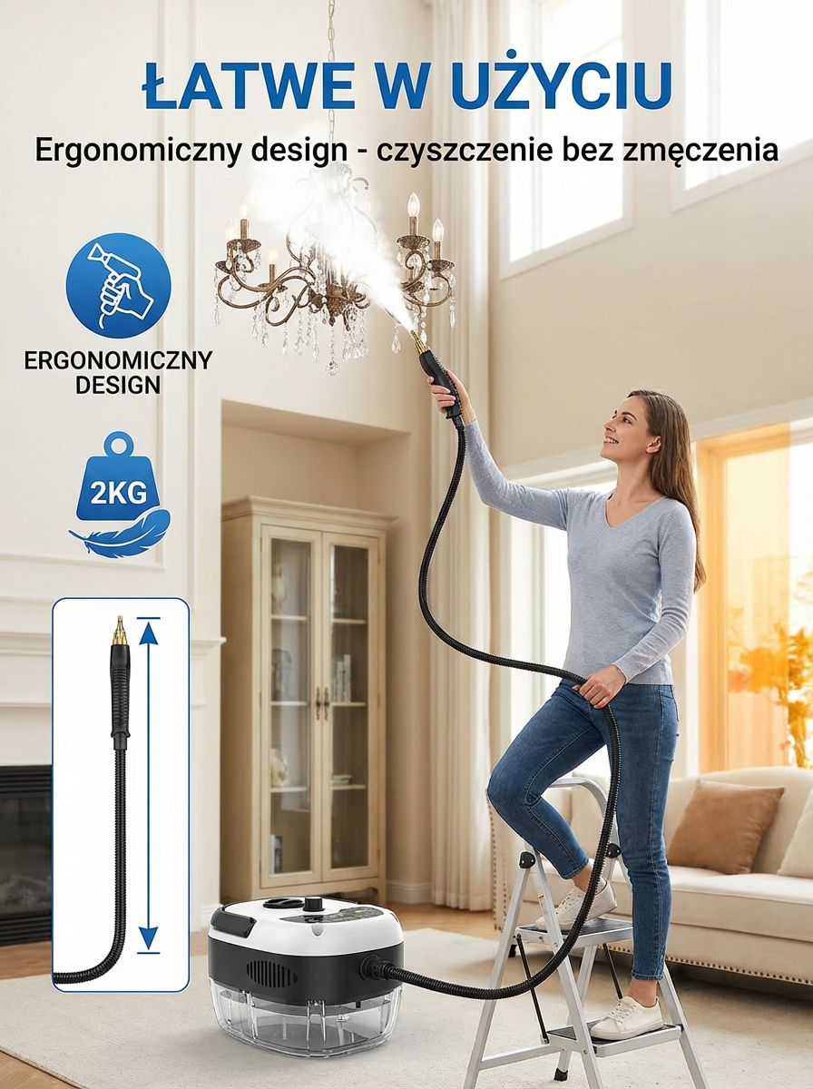 POTĘŻNA MYJKA PAROWA 2500W [105°C] + BŁYSKAWICZNA WYPRZEDAŻ -50% TYLKO DZIŚ!