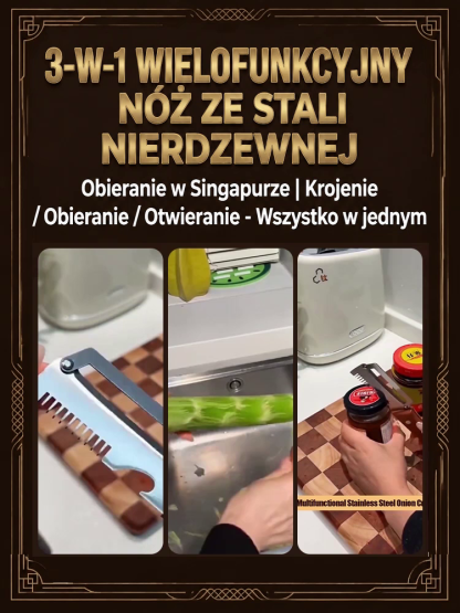 UNIWERSALNA OBIERACZKA 3-W-1 ZE STALI 3CR! Błyskawiczne Krojenie, Obieranie i Otwieranie – OSTATNIE SZTUKI W PROMOCJI!