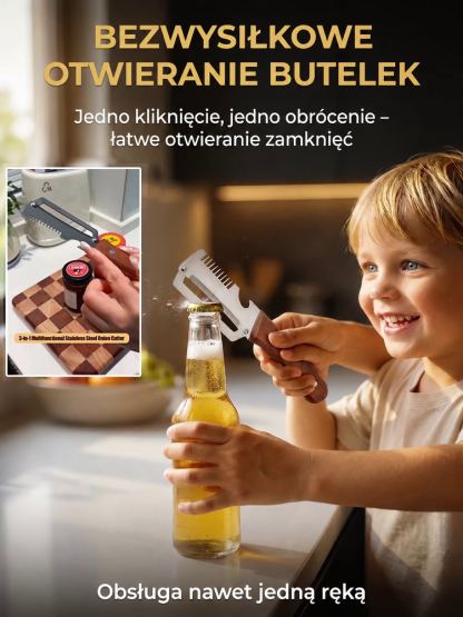 UNIWERSALNA OBIERACZKA 3-W-1 ZE STALI 3CR! Błyskawiczne Krojenie, Obieranie i Otwieranie – OSTATNIE SZTUKI W PROMOCJI!