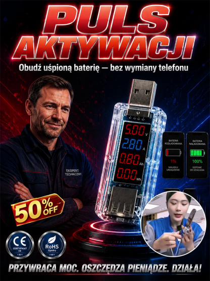 Inteligentny Aktywator Baterii USB z Technologią Impulsową – Wyświetlacz LED, Oficjalna Wyprzedaż Magazynowa 50% OFF