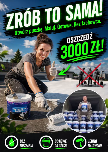 Niemiecka Poliuretanowa Powłoka Wodoodporna 300% Elastyczności (-40°C do +120°C) – 70 Lat Gwarancji, Błyskawiczna Likwidacja Przecieków