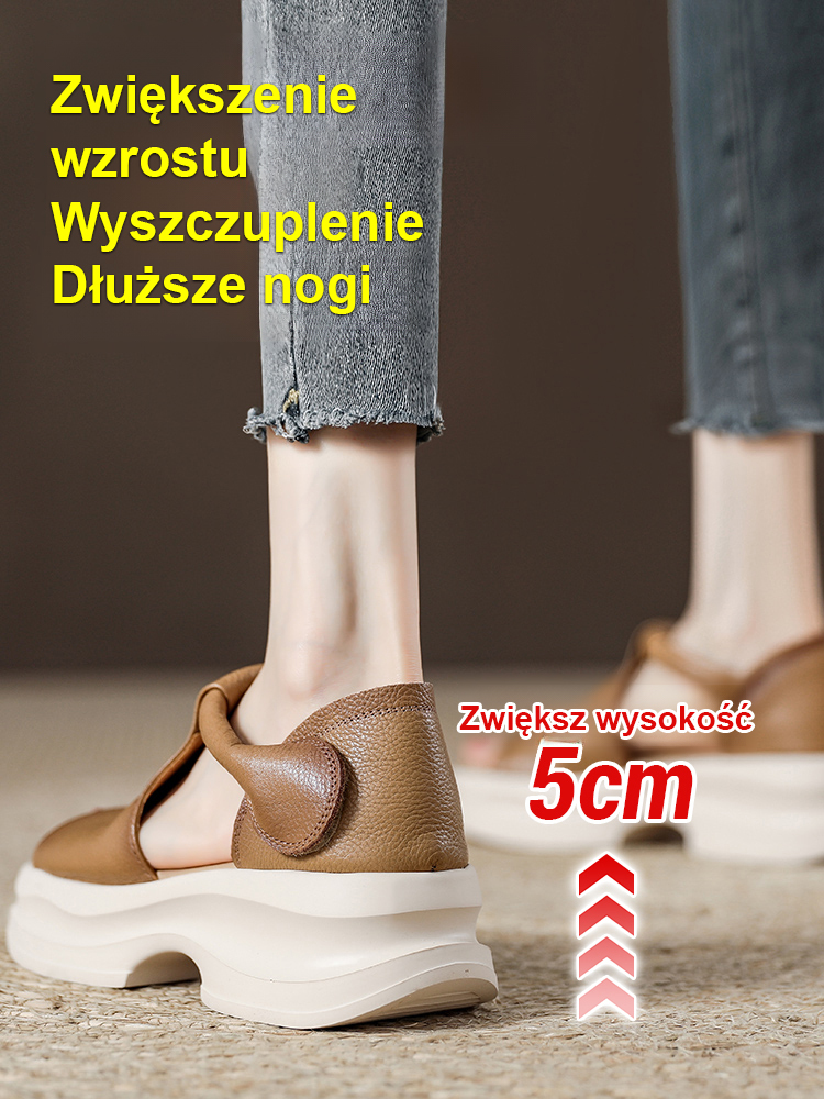 PREMIUM SKÓRZANE SANDAŁY NAPPA NA KOTURNIE 5 CM | Błyskawiczne Wydłużenie Nóg i Komfort | EKSTREMALNA WYPRZEDAŻ TYLKO DZIŚ!