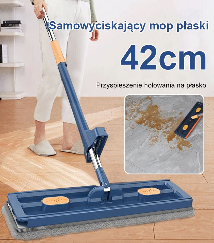 42cm Szeroki Mop Samowyciskający 360° + Skrobak EVA + Ostatnia Szansa na Wyczerpanie Zapasów!