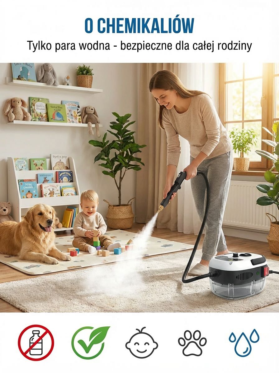 POTĘŻNA MYJKA PAROWA 2500W [105°C] + BŁYSKAWICZNA WYPRZEDAŻ -50% TYLKO DZIŚ!