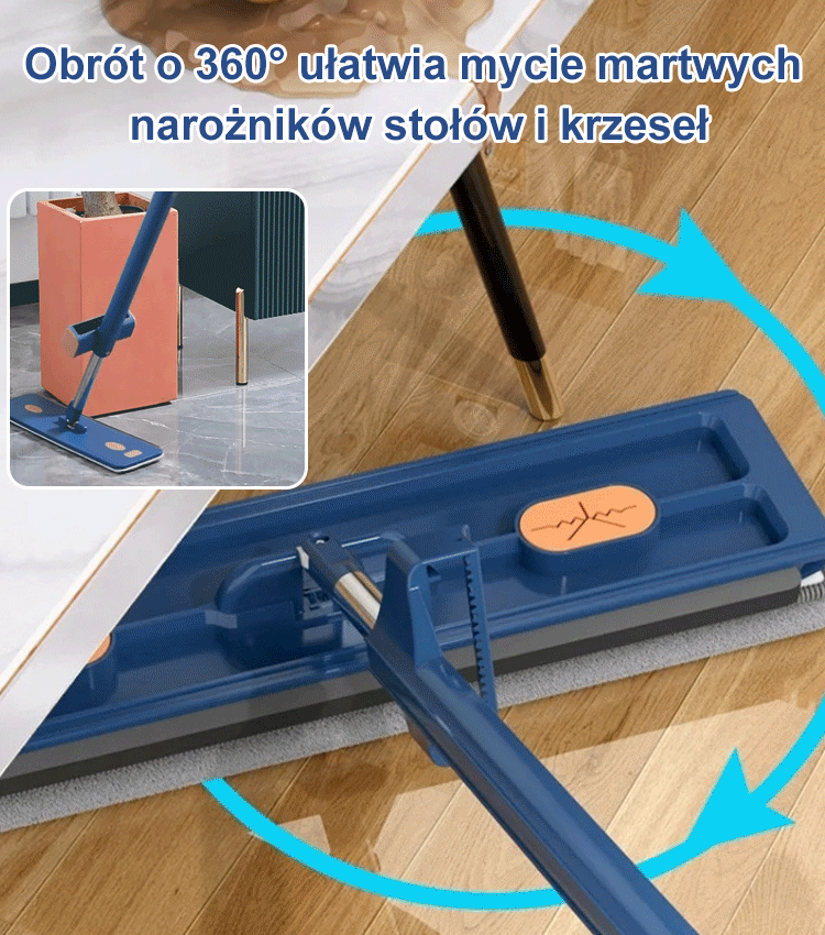 42cm Szeroki Mop Samowyciskający 360° + Skrobak EVA + Ostatnia Szansa na Wyczerpanie Zapasów!