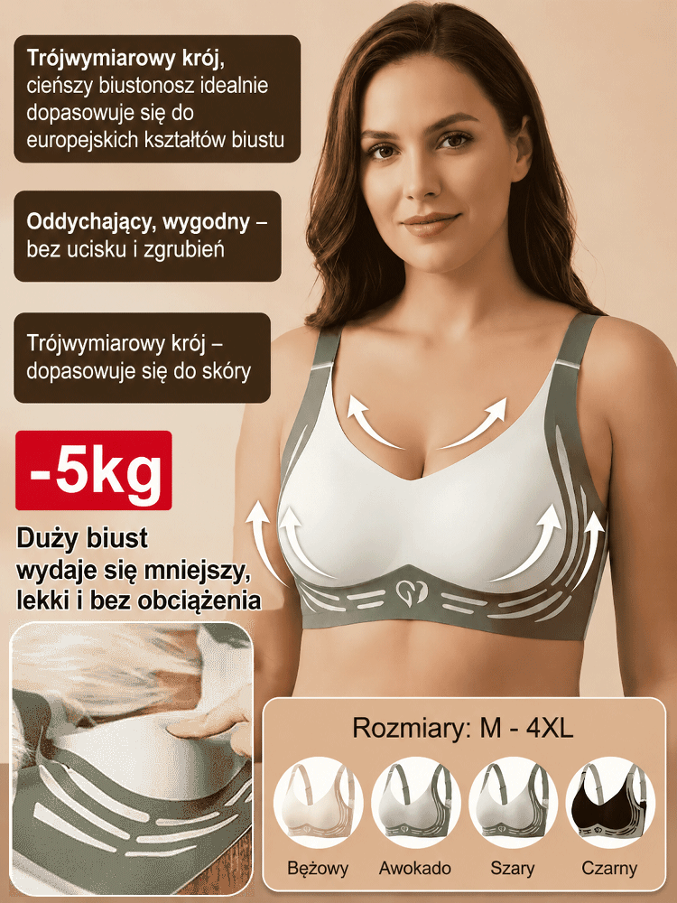 Bezszwowy Biustonosz Antygrawitacyjny (-5kg Efekt) – 100% Naturalny – Zakończenie Serii!