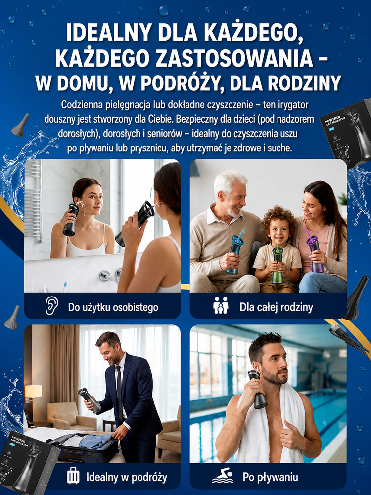 5-Otworowy Soniczny Irygator Do Uszu [Projekt USA / Testowany CE] – Bezpieczna Higiena w 30 Sekund. KONIEC z Niebezpiecznymi Patyczkami! Ostatnie Sztuki w Tej Cenie!
