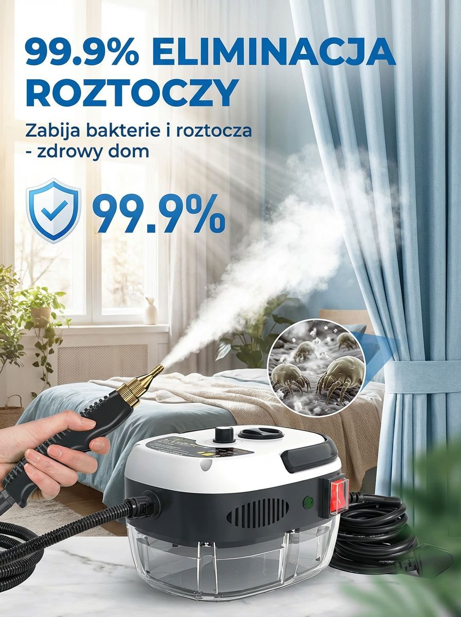 POTĘŻNA MYJKA PAROWA 2500W [105°C] + BŁYSKAWICZNA WYPRZEDAŻ -50% TYLKO DZIŚ!