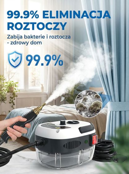 POTĘŻNA MYJKA PAROWA 2500W [105°C] + BŁYSKAWICZNA WYPRZEDAŻ -50% TYLKO DZIŚ!