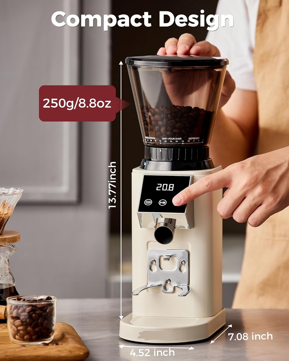 Conical Burr Coffee Grinder, 48 Grind Settings