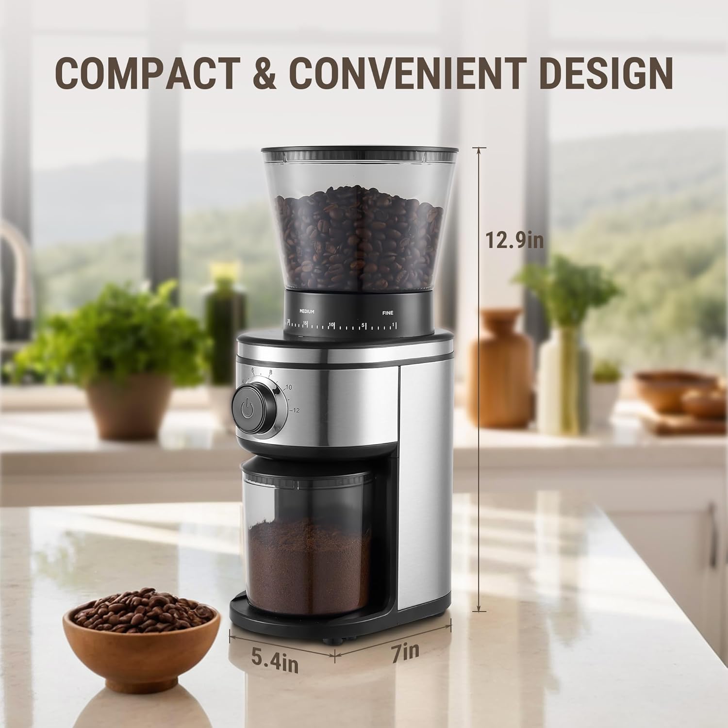 Adjustable Burr Mill Grinder for Home Use