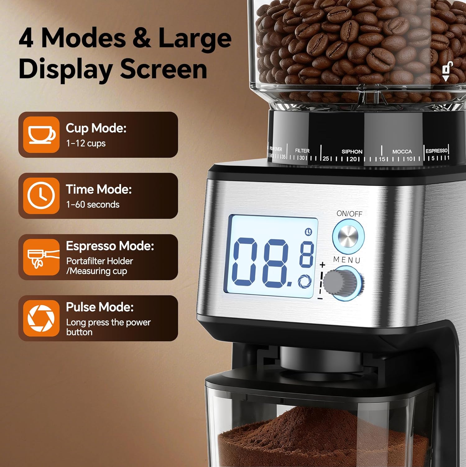 51 Precise Grind Settings Automatic Coffee Grinder