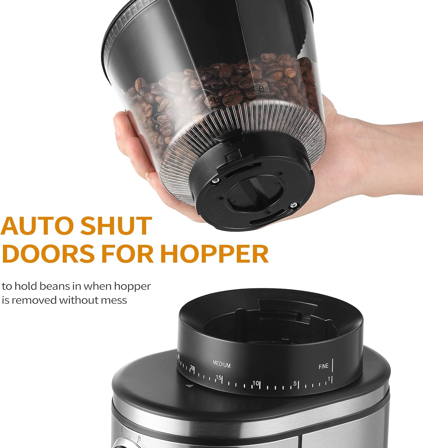 Electric Conical Coffee Bean Grinder With 30 Adjustable Grind Settings 