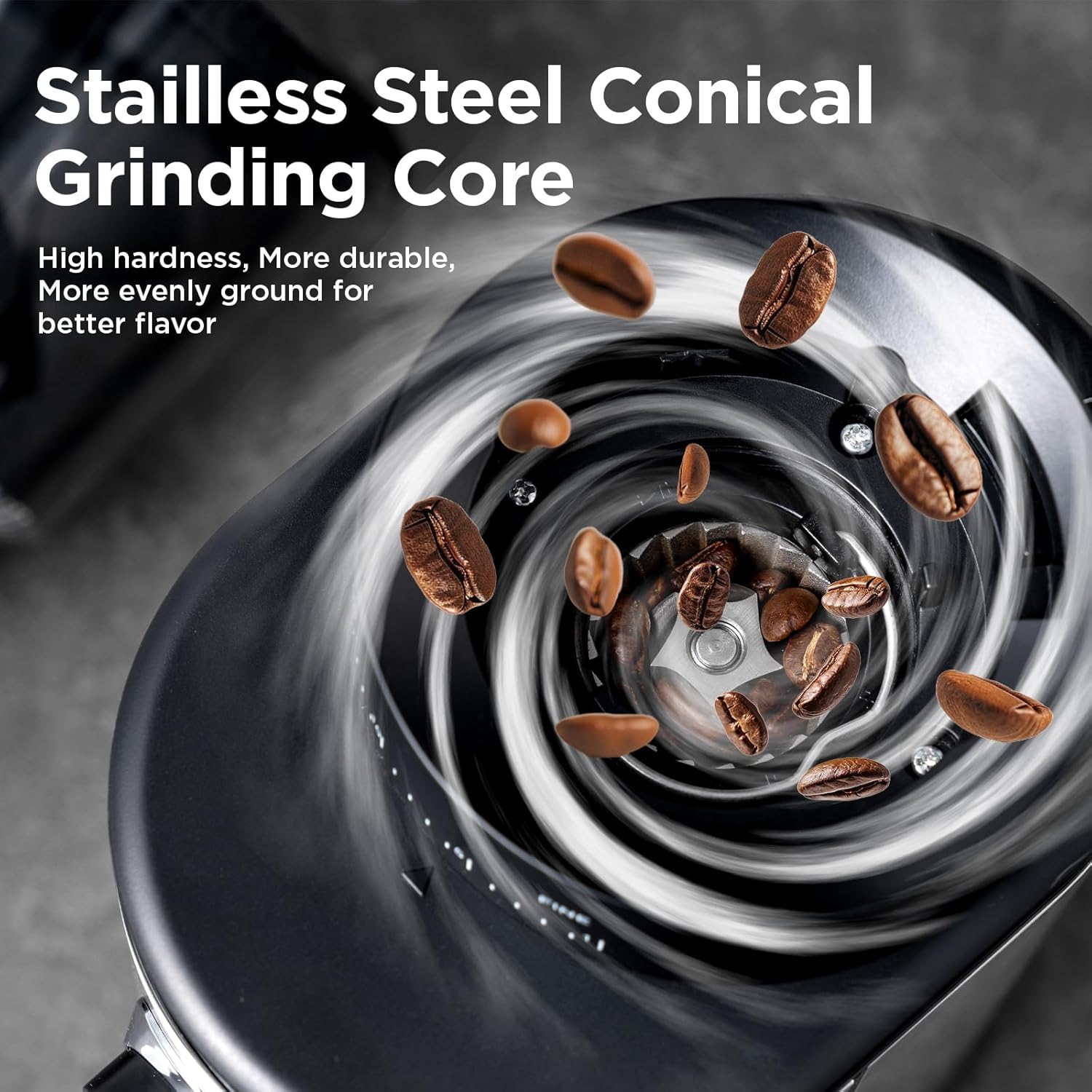 Electric Conical Coffee Bean Grinder With 30 Adjustable Grind Settings 