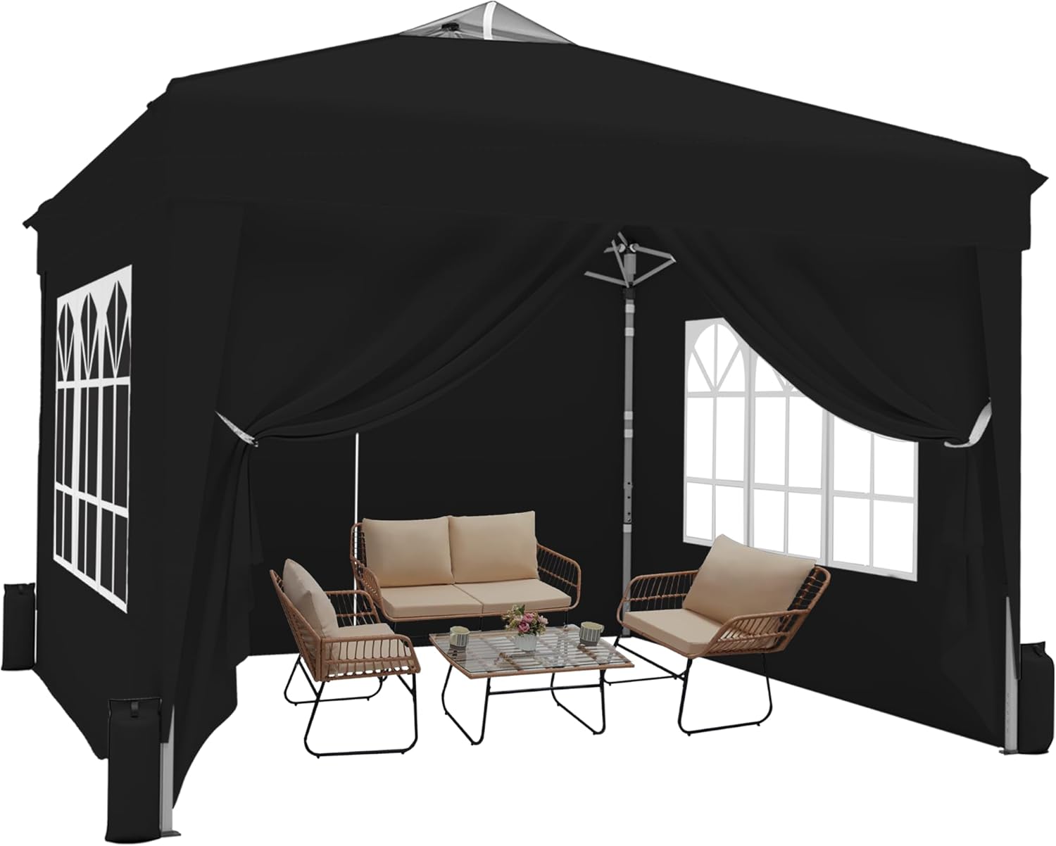 10x10 Pop Up Canopy Tent with Sidewalls x 4 – Easy Setup Canopy Tent, Waterproof, UV-Resistant, Portable with Carry Bag for Outdoor Events, Camping, and Backyard Parties – White