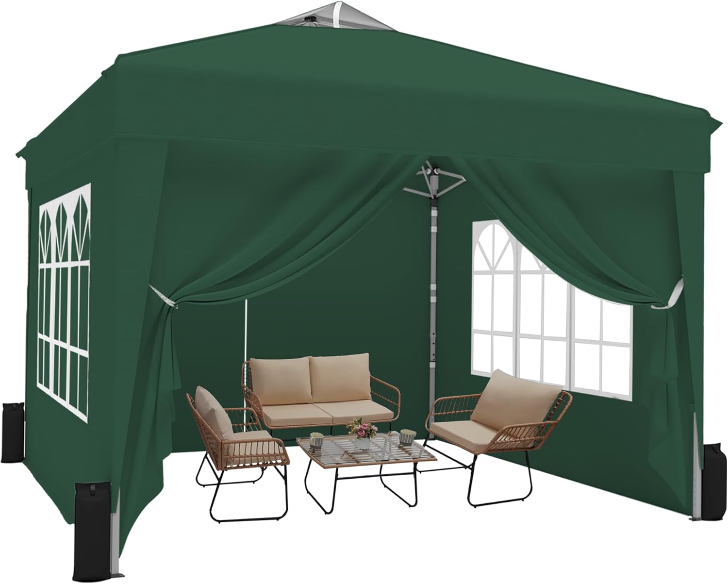 10x10 Pop Up Canopy Tent with Sidewalls x 4 – Easy Setup Canopy Tent, Waterproof, UV-Resistant, Portable with Carry Bag for Outdoor Events, Camping, and Backyard Parties – White