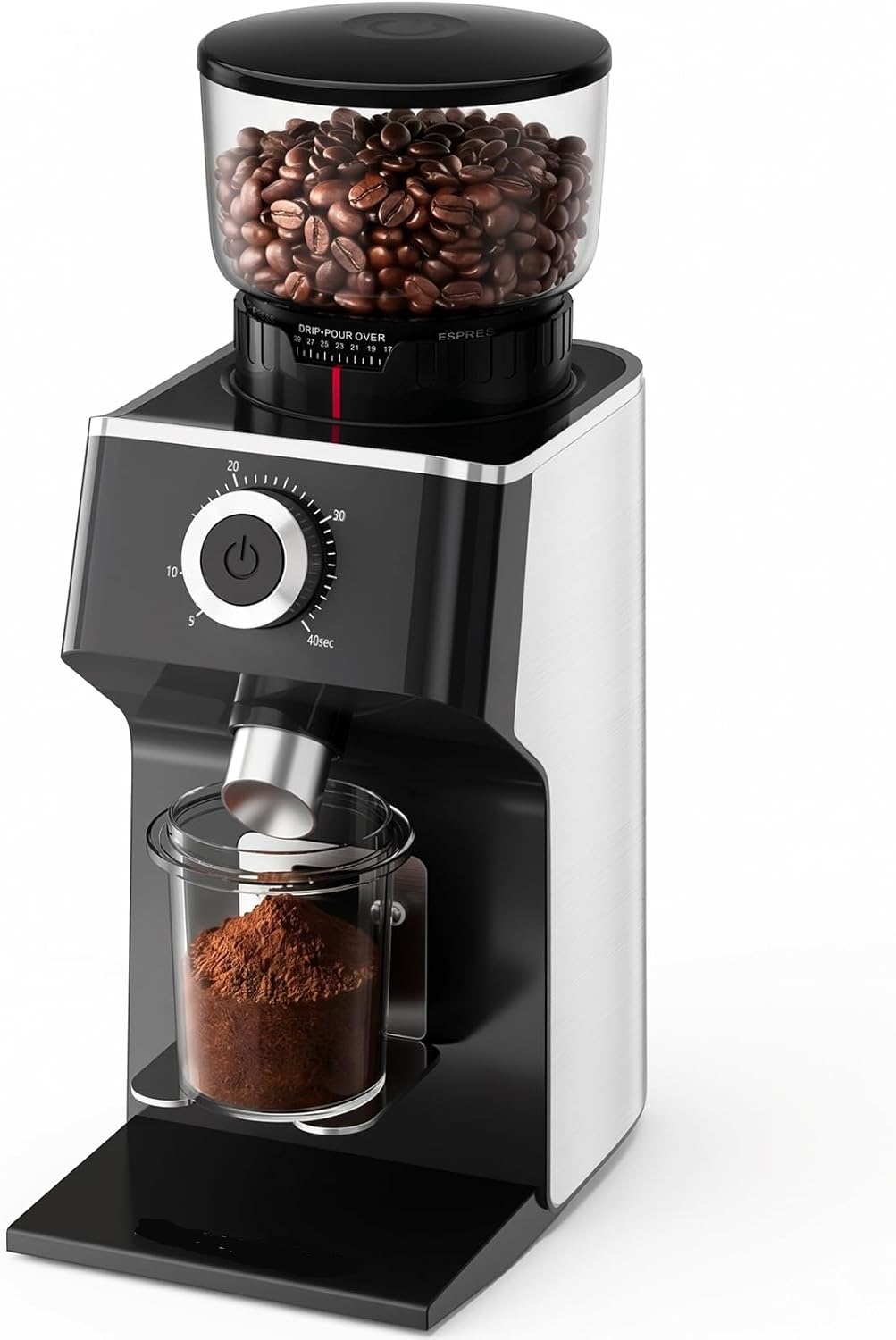 Burr Coffee Grinder with 45 Grind Settings, Stainless Steel.