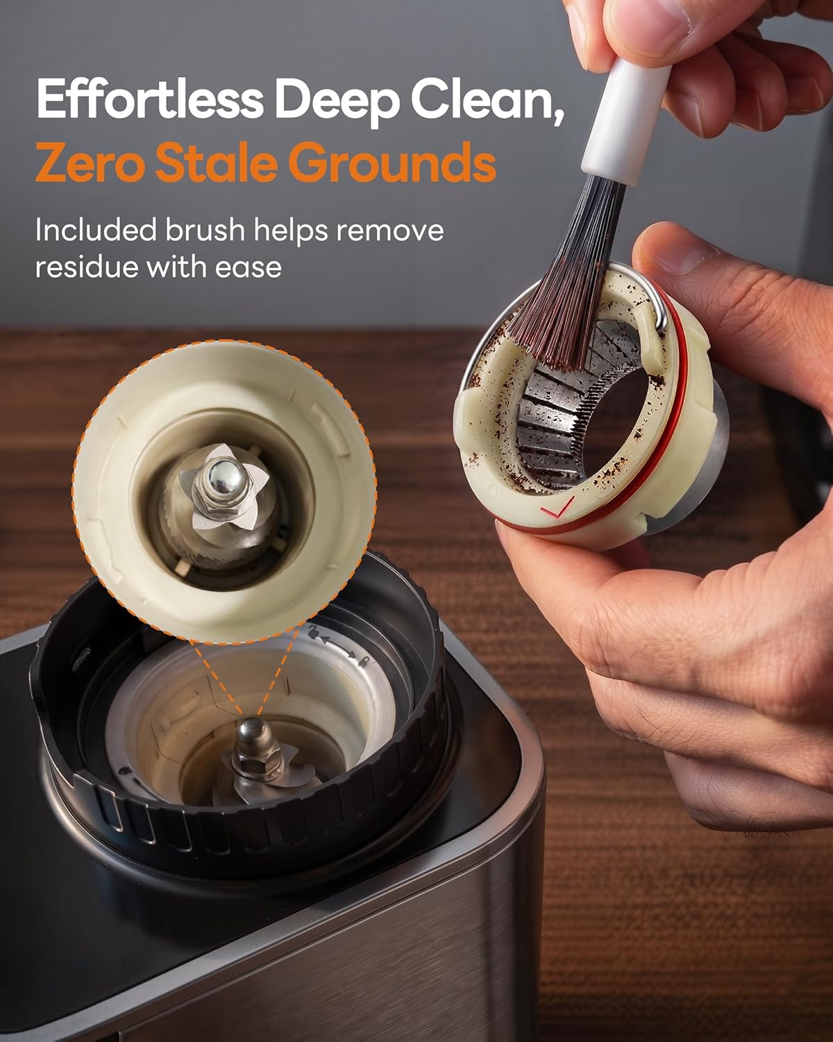 Burr Coffee Grinder with 45 Grind Settings, Stainless Steel.