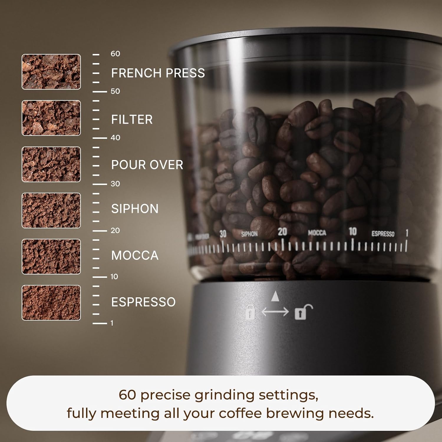 Electric Conical Bean Grinder with Touch Screen