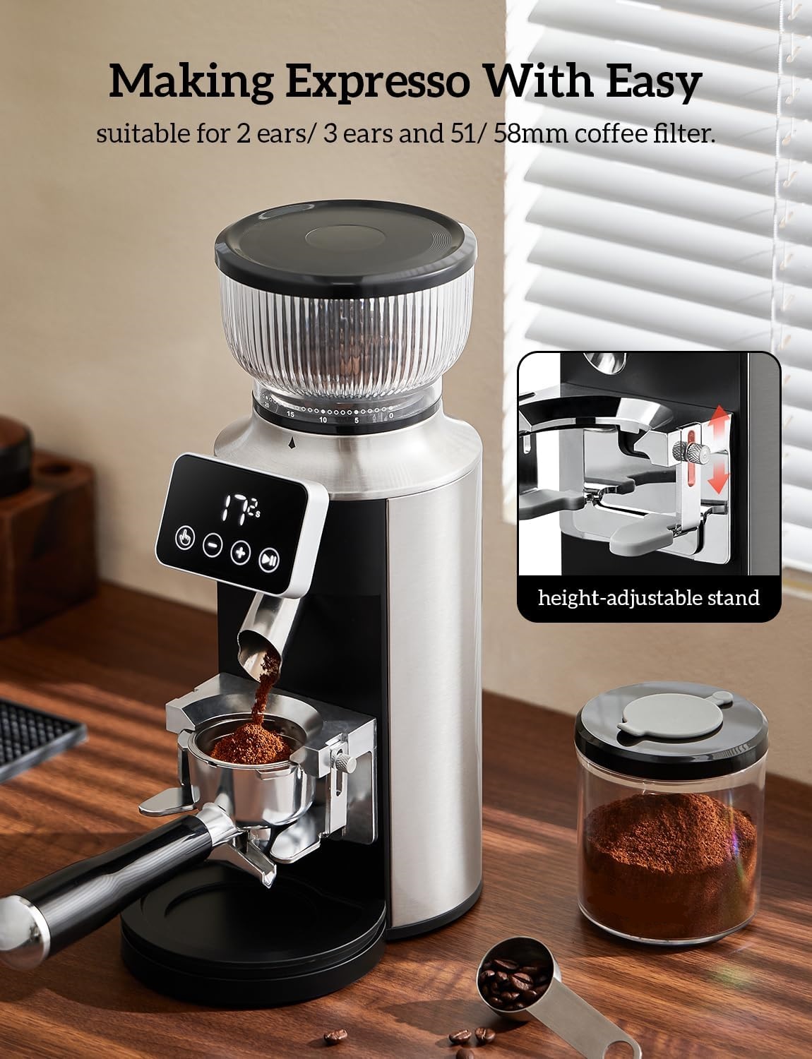 Burr Coffee Grinder 30 Precise Setting&Anti-Static 