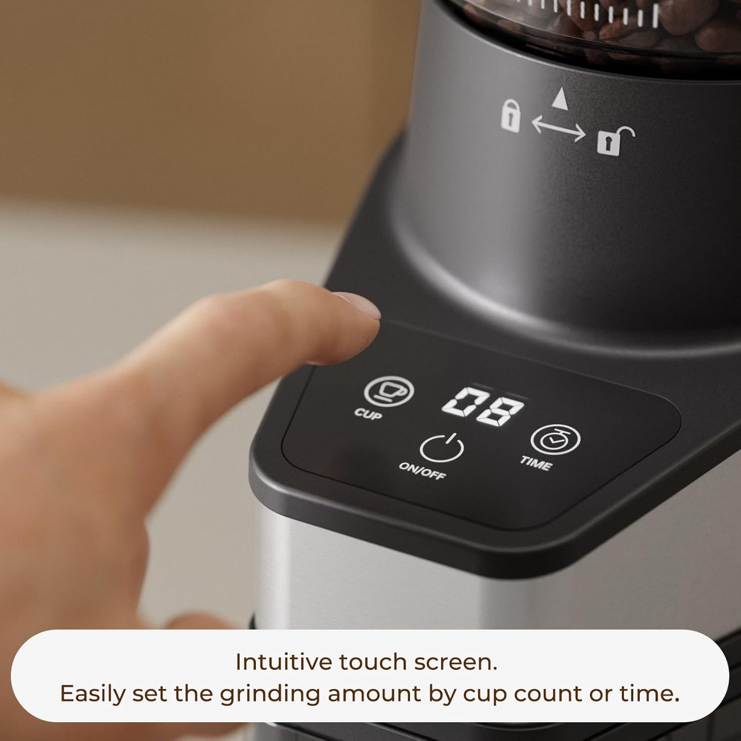 Electric Conical Bean Grinder with Touch Screen