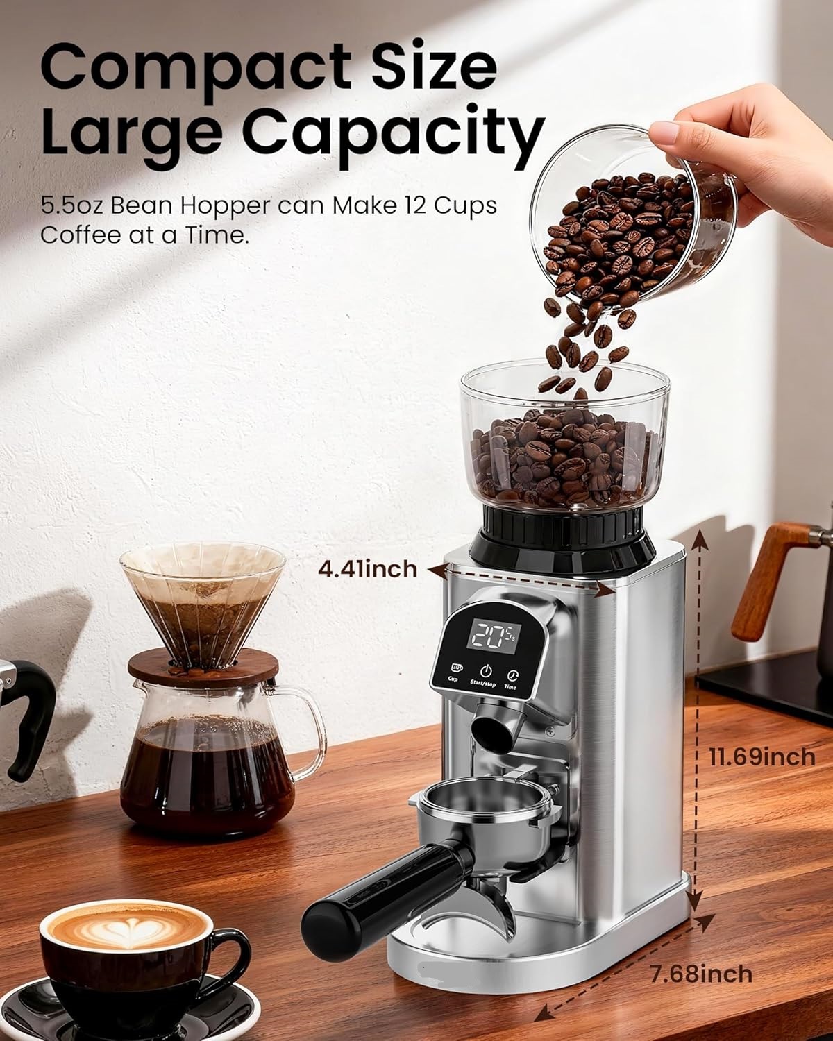 Electric Coffee Bean Grinder with 48 Precise Settings