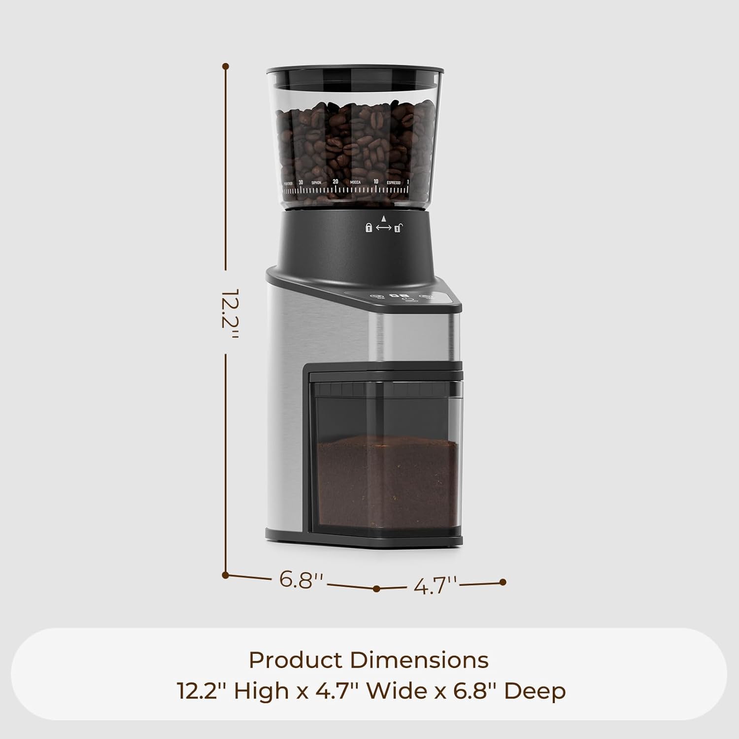 Electric Conical Bean Grinder with Touch Screen
