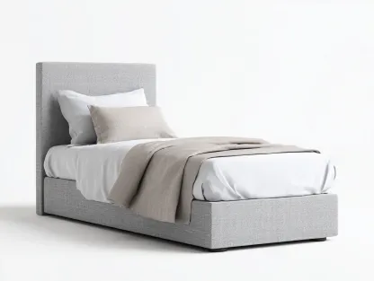 Camas individuales tapizada 200x90x110 cm - tejido textil - gris claro - diseño moderno-Casagetloft