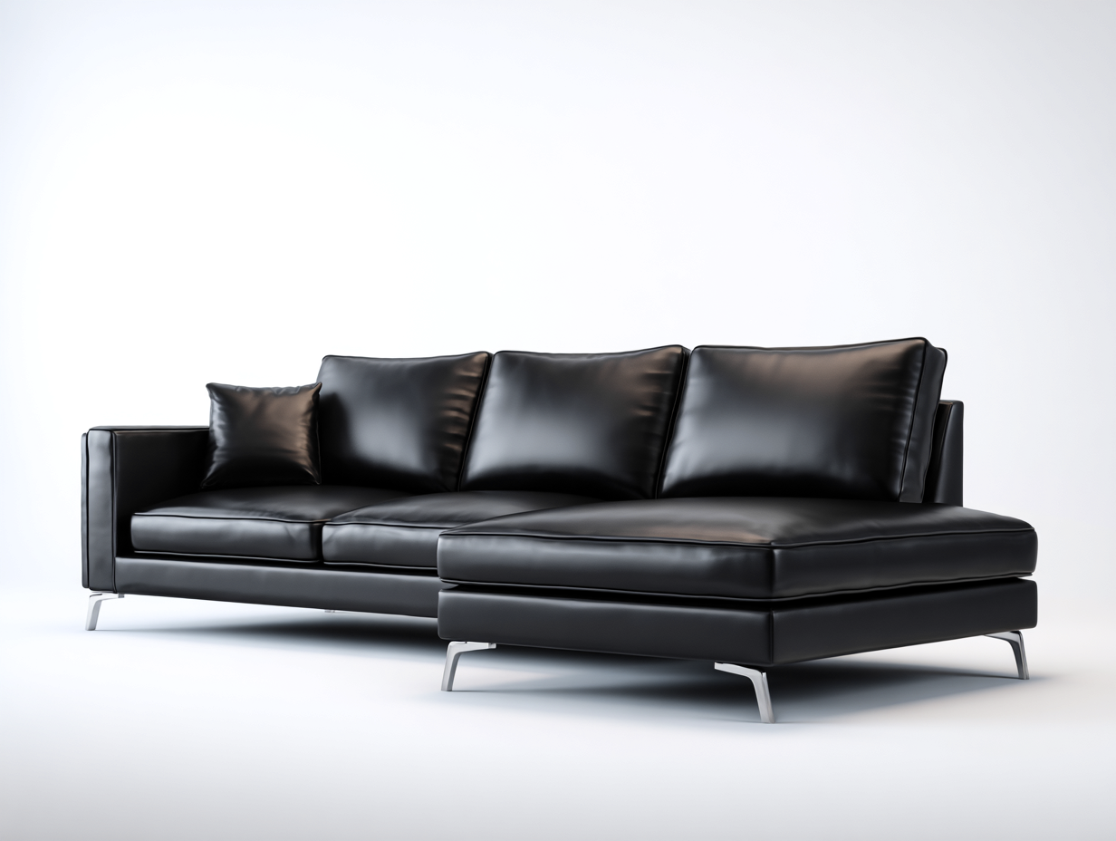 Sofás rinconeros tapizado cuero sintético 260x170x85 cm - Negro - Diseño moderno-Casagetloft