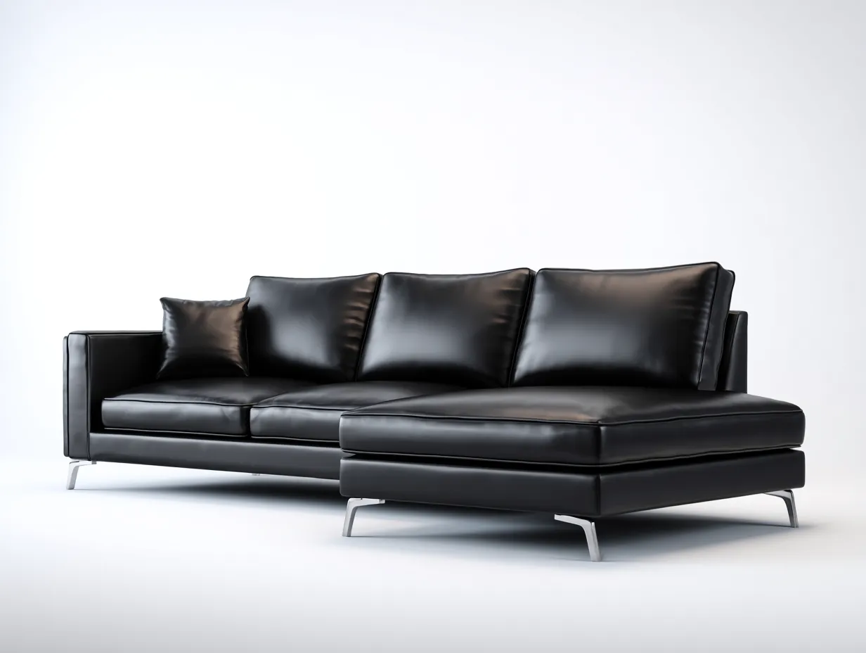 Sofás rinconeros tapizado cuero sintético 260x170x85 cm - Negro - Diseño moderno-Casagetloft