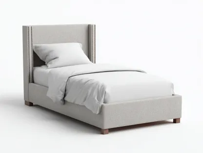 Camas individuales cama tapizada de tela 200x100x120 cm - gris claro - diseño moderno-Casagetloft