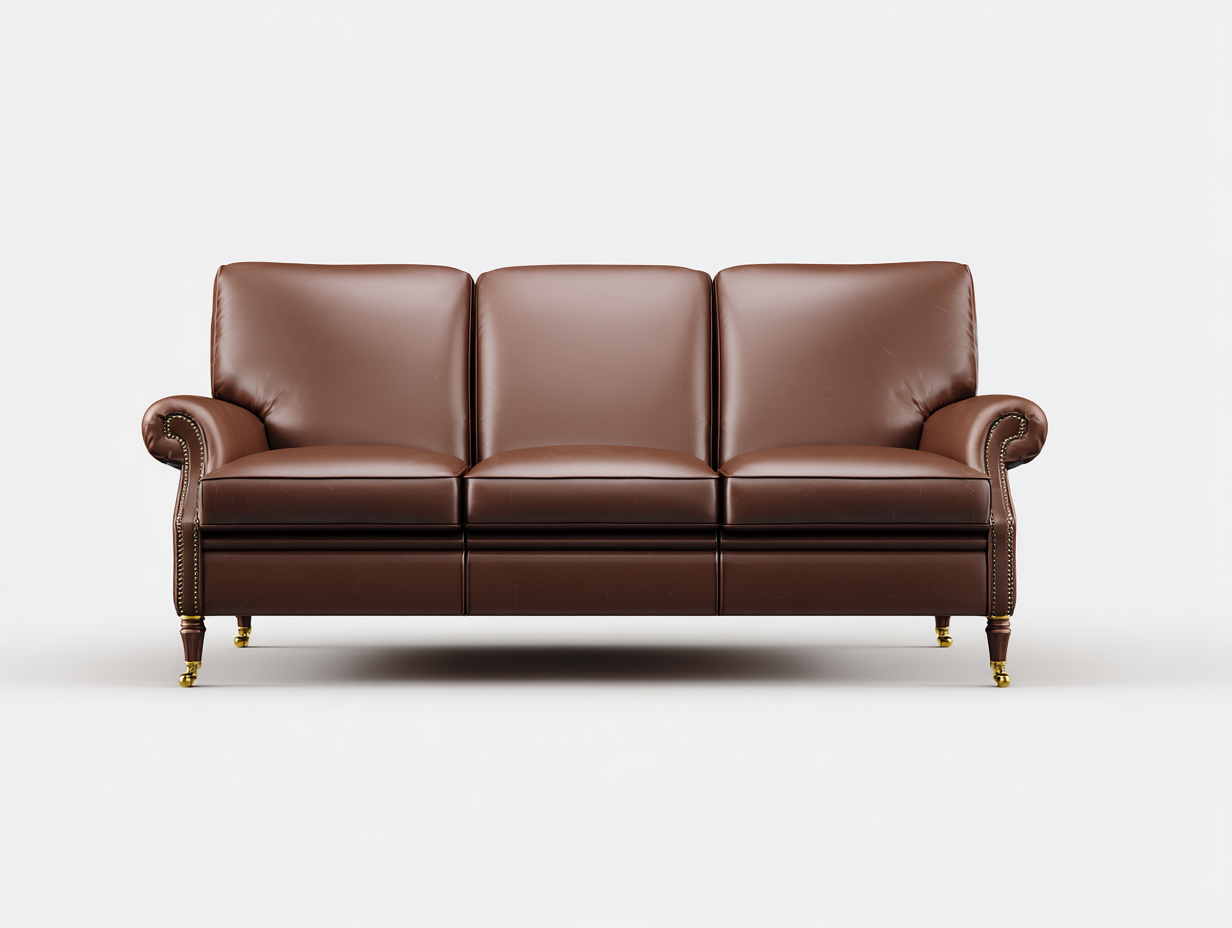 Sofás lineales tapizados cuero sintético 225x95x85 cm - marrón - estilo clásico-Casagetloft