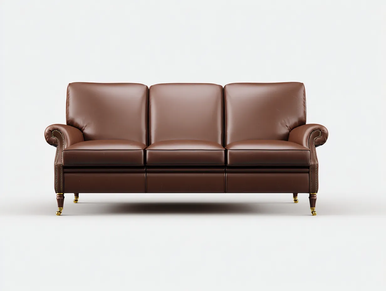 Sofás lineales tapizados cuero sintético 225x95x85 cm - marrón - estilo clásico-Casagetloft