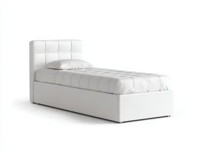 Cama individual tapizada de polipiel 200x90x100 cm - blanco - diseño moderno para dormitorio-Casagetloft