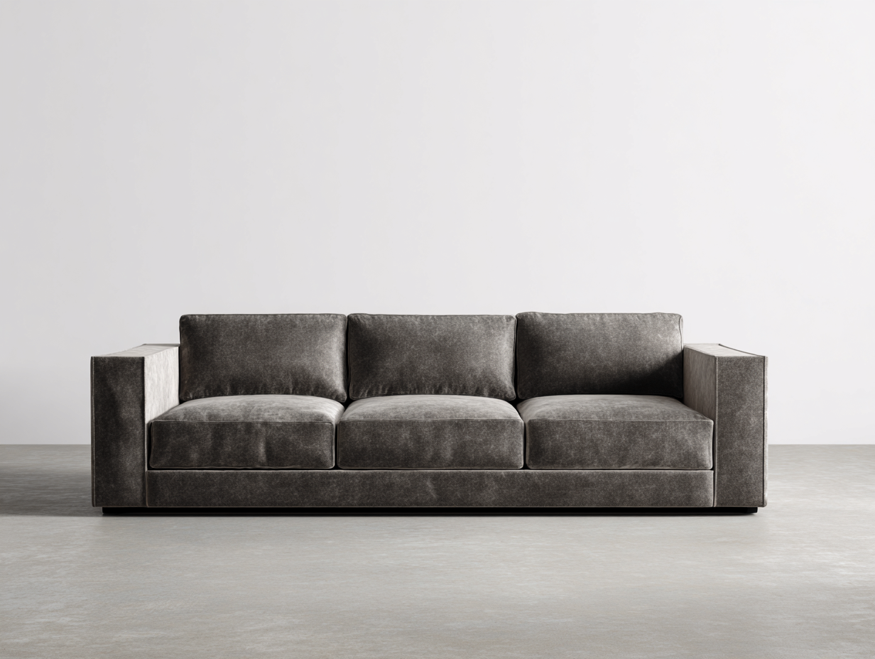 Sofá lineal tapizado de tela 220x95x80 cm - gris oscuro - diseño contemporáneo para salón-Casagetloft